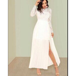 SHEIN Ivory Lace Maxi Dress